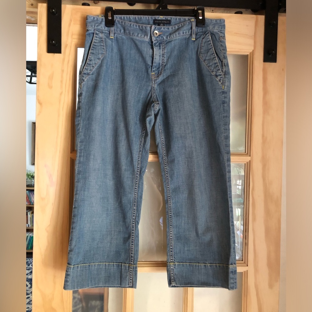 Banana Republic Wide Leg Cropped Jeans in Light Blue